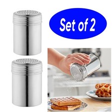 Set of 2 Stainless Steel Shaker Great for Salt Pepper Sugar Cinnamon