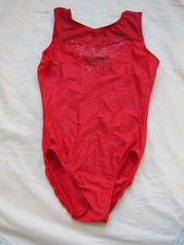 Girls Destira Leotard Size M Gymnastics Sleeveless Red