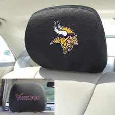 Minnesota Vikings Premium Embroidered Headrest Covers SET Black Car Truck SUV
