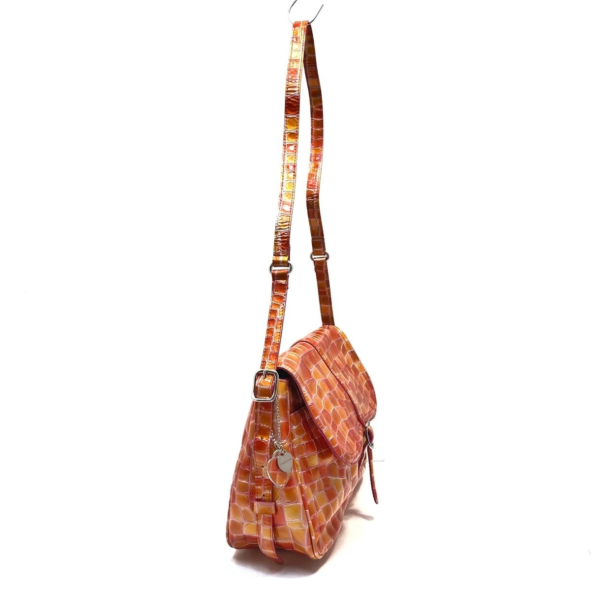 Auth COCCO FIORE - Orange Yellow Patent Leather Shoulder Bag Auth COCCO FIORE - Orange Yellow Patent Leather Shoulder Bag