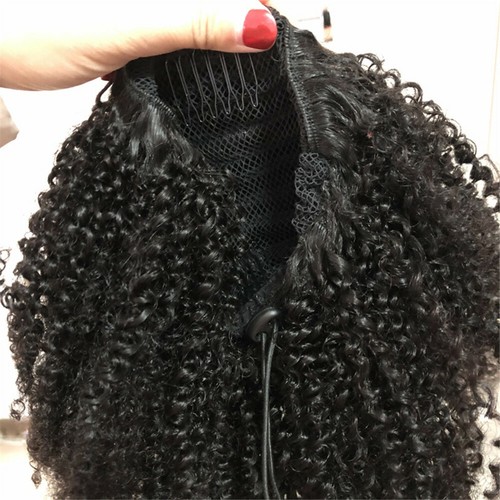 kinky Curly Drawstring Clip In 100% Human Hair Remy Ponytail Extension 8-20" - Picture 7 of 9