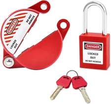 Gate Valve Lockout and Safety Padlock,Red Hose Bib Lock for 1 to 2-1/2 in Dia Ou