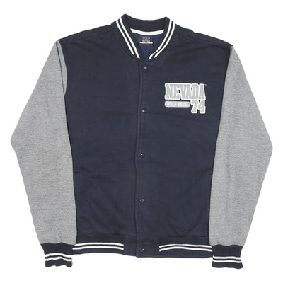 MV SPORT Herren Marine & Grau Nevada 74 Varsity Jacke L Baumwollmischung Knopf