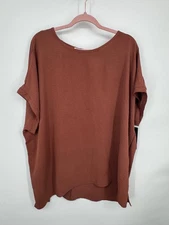 NWT Dailylook Mittoshop Oversized Blouse Women 3X Copper Scoop Neck Short Sleeve