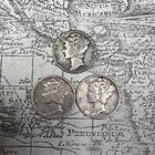 Lot of 3 Mercury Dimes 1943, 1944D, 1945 - F-VF EXACT coins pictured -MD16