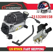 Air Suspension Compressor Pump w/Valve Control Block Set For Mercedes W211 W219