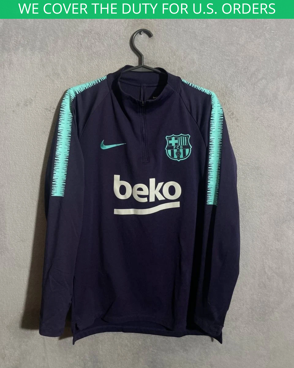 Barcelona Training Football Soccer 1/4 Zip Long Sleeve Jacket Nike