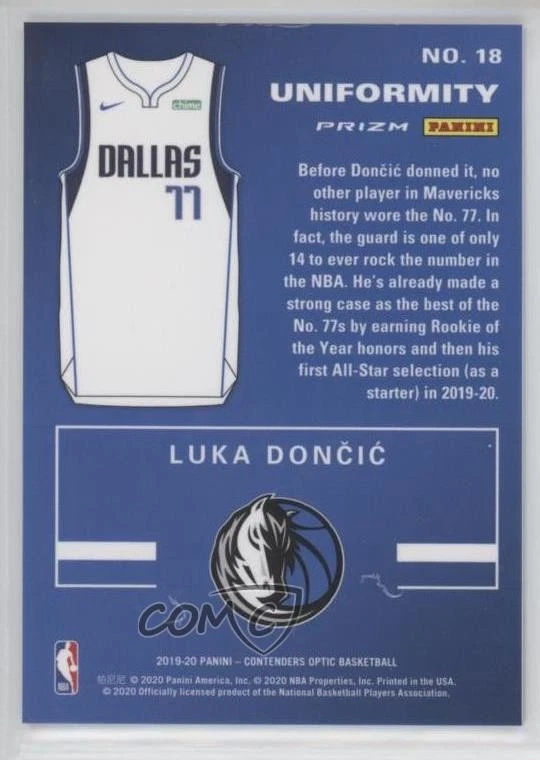 2019-20 Panini Contenders Optic Uniformity Luka Doncic #18 - Image 2 of 2