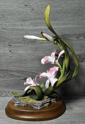 Vintage 1983er Royal Worcester Ornament Studio Porzellan Orchidee Blumen - beschädigt