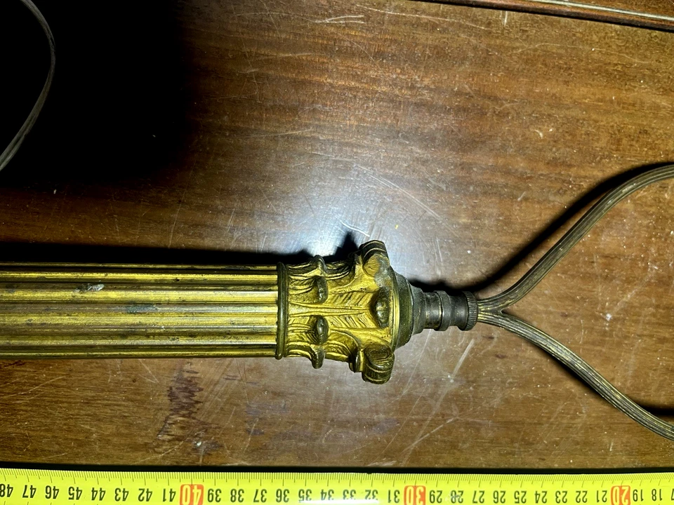 Pied De Lampe Laiton, Fin 19 eme - Photo 3/4