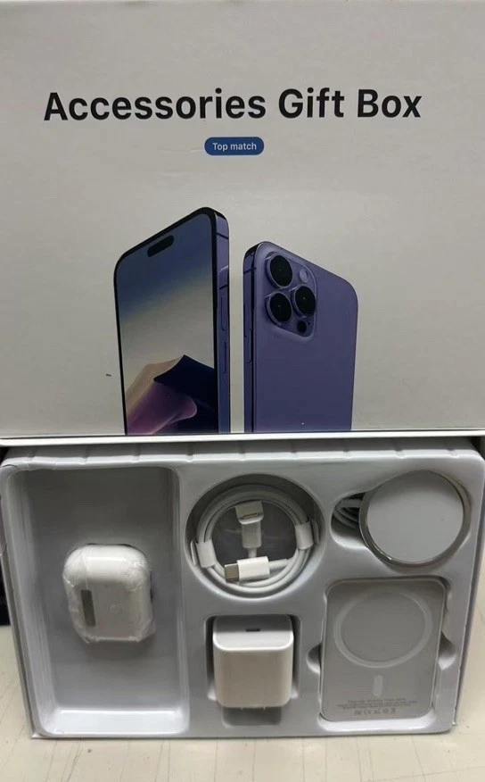 Accesorios Caja Regalo Set 5 en 1 iPhone Cargador Airbuds Adaptador Cable MagSafe Foto 3 de 3