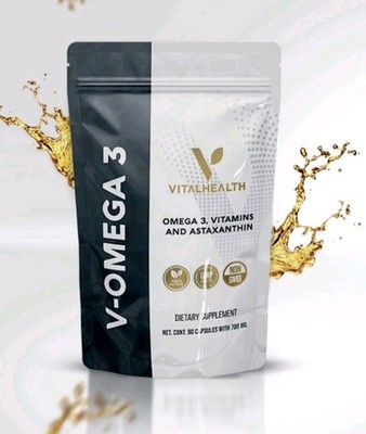 V-OMEGA 3 by VitalHealth W/ Wild Salmon Oil & Vitamins Brain & Heart Health 