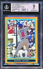 DEREK JETER 2009 BOWMAN DRAFT CHROME WBC #BDPW4 ORANGE REFRACTOR 02/25 JSY BGS 9