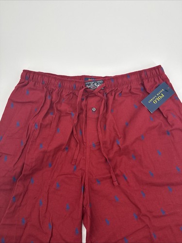 NWT Mens Polo Ralph Lauren Red Allover Pony Logo Flannel Pajama Lounge Pants XL