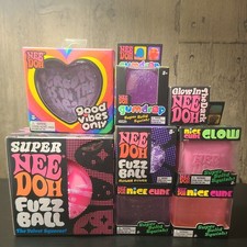 NeeDoh Lot of 8 Pink and Purple -Super Fuzz ball,Fuzz ball,Gumdrop, Glow, Cubes