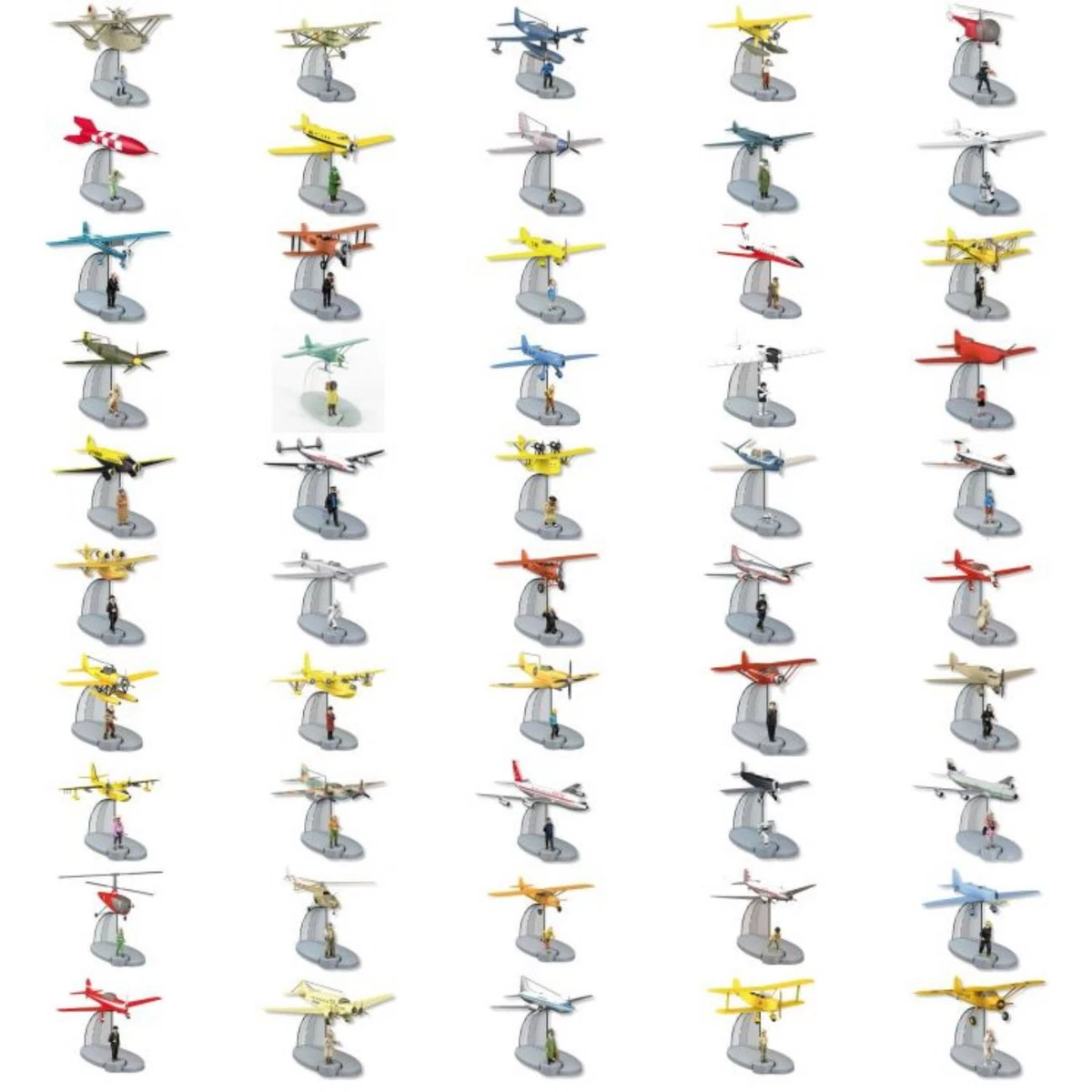 Collection figurines "En avion Tintin" 50 pièces complète