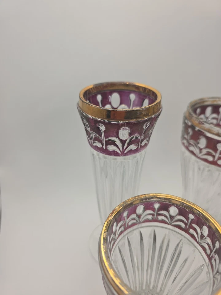 Set Of 4 Vintage Ruby Red Flass Tumblers/Glasses With Gold Trim - Image 2 of 4