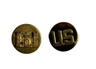 WW2 US Army Enlisted Military  & US Engineer Corps 1" Collar Disc Set Brass Pins
