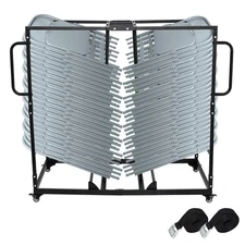Folding Chair Rack Cart For 40 Chairs Of 500 LBS W/4 Handles +brakes Wheel