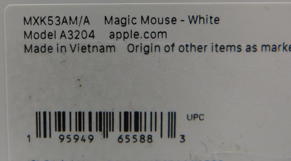 Apple Magic Mouse White MXK53AM/A (A3204) Wireless - Image 3 of 3