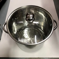 Stainless Steel 12Qt Stock Pot W/ Glass Lid Induction Safe Durable Cookware New
