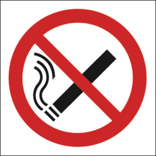 safety sign no smoking symbol 100x100mm self-adhesive (pack of 5