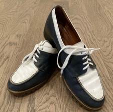 ** CHAUSSURES VINTAGE 70'S FEMME DERBY GOLF BLEU/BLANC J. M. WESTON T. 37 BE **