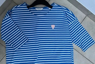 Essentials Tchibo Gr. 40/42 M T-Shirt Blau Weiß Gestreift Designed with Love  