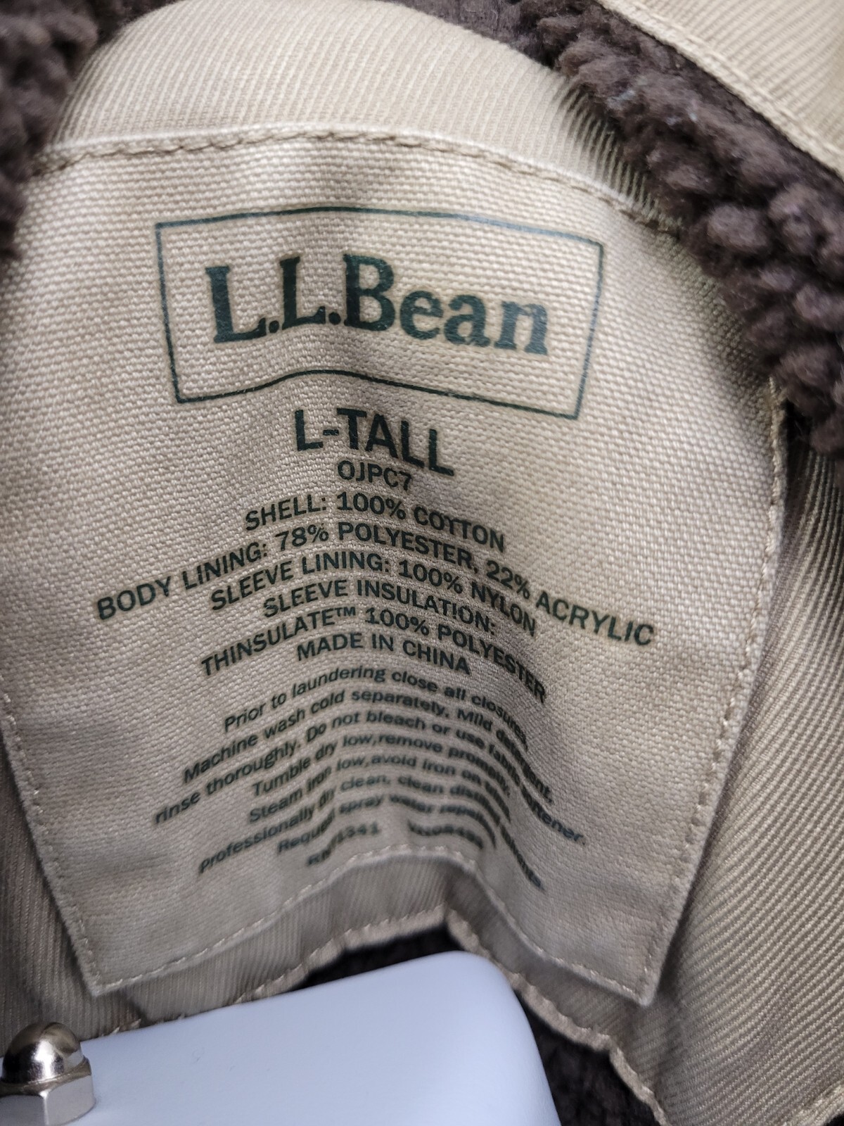 LL BEAN Military Field Jacket mens Large tall thinsu… Gem