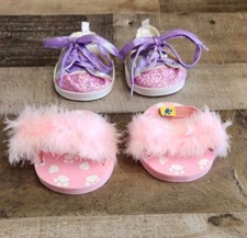 BUILD A BEAR WORKSHOP Pink Purple Sparkly Shoes Fluffy Pink Sandals Dress Up