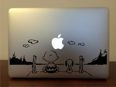 Charlie Brown and Snoopy Decal - Mac Apple Logo Laptop Vinyl