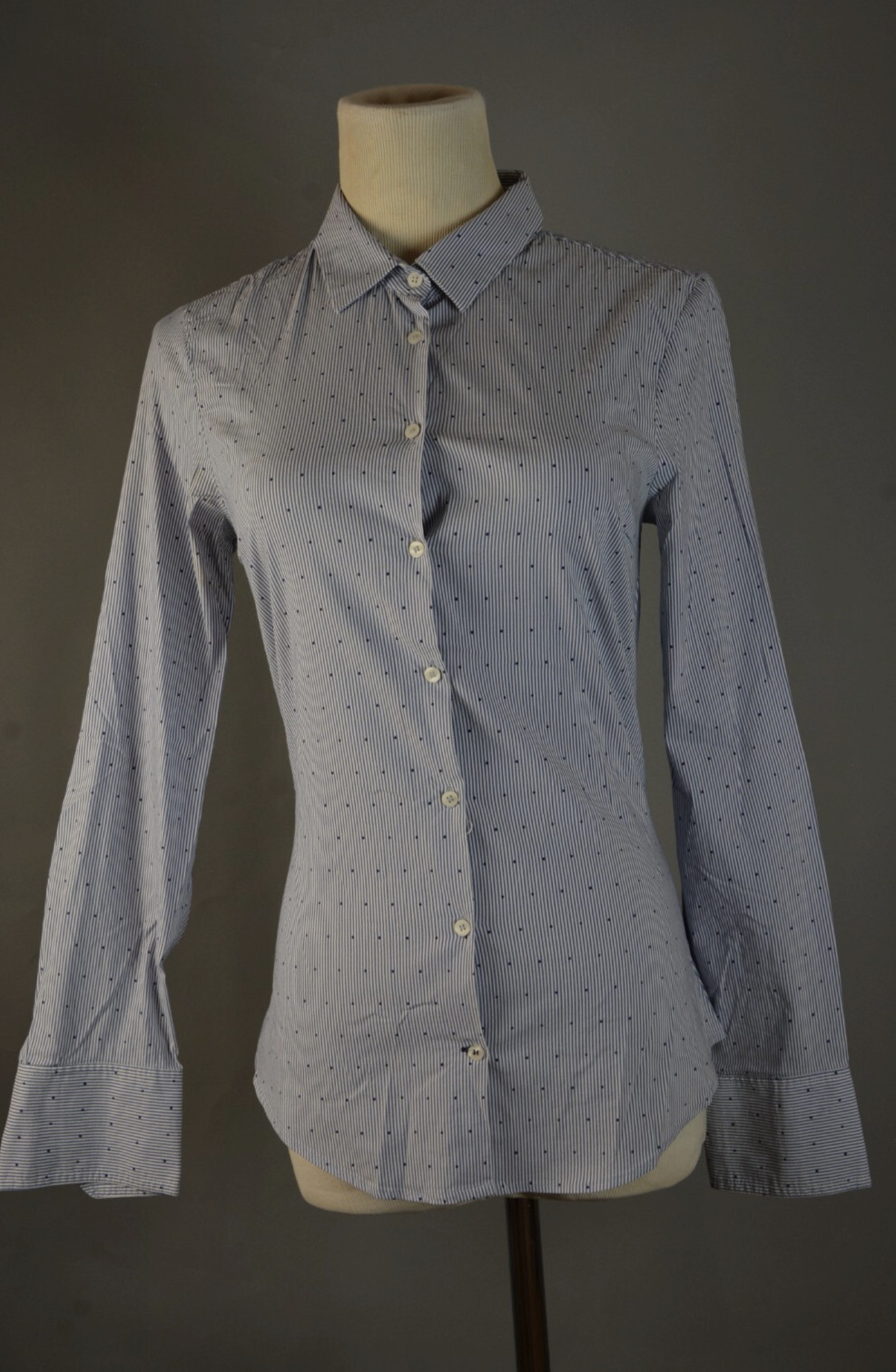Zara Basic Blue Button Up Collared Shirt Size S - image 1