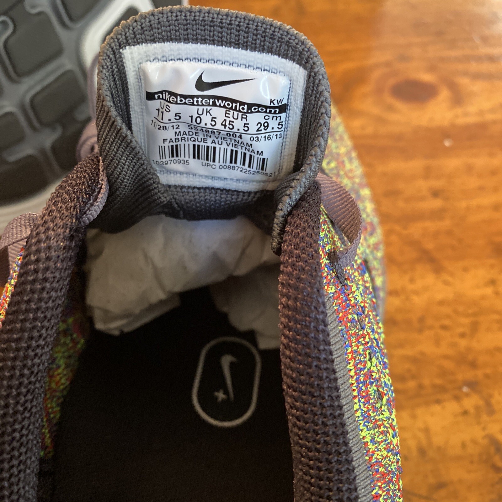 Size 11.5 Nike Flyknit Lunar 1+ I Multicolor Racer Grey Black Like Volt Air Max image 10