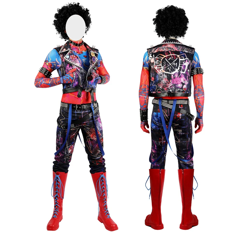 Across The Spider-Verse Spiderman Punk Hobie Marrón Mono Disfraz Traje Foto 3 de 4