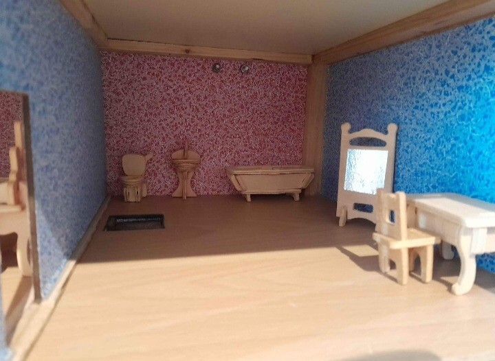 Handmade Wooden Dolls House With wooden Furniture eBay