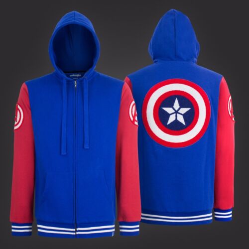 Captain America Shield Varsity Hoodie Adult Zip Up Hoodie - Picture 1 of 1