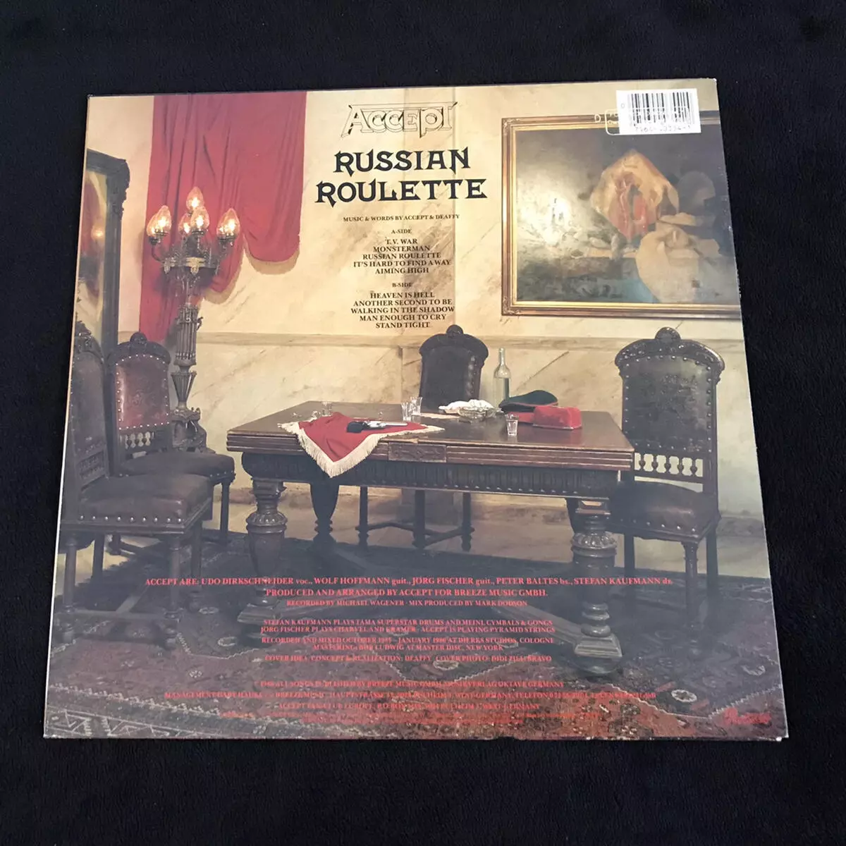 Accept Russian Roulette 1986 Vinyl Promo Copy w/Orig. Inner Lyrics