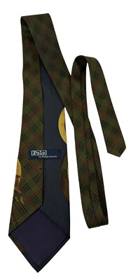 Vintage 90s Polo Ralph Lauren Silk Tie Equestrian Hand Made In USA