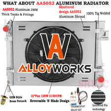 3 Row Radiator Shroud Fan For 2002-2004 Dodge Ram 1500 3.7l / Ram 2500 3500 5.7l