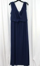 NWT NY Collection Womens Blue Sleeveless Surplice Neckline Maxi Dress 2X