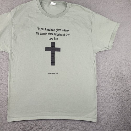 Camisa Cristiana Para Hombres Grande Verde Lucas 8:10 Fe Basado Retiro Cuello Redondo Camiseta - Imagen 6 de 11