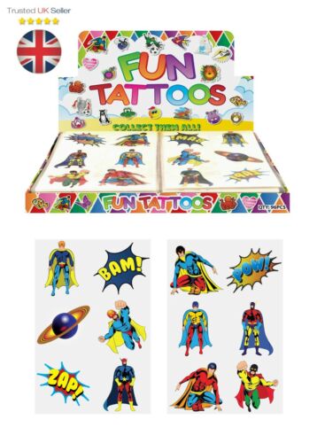 Childrens Tattoos Super Heroes Boys Girls Temporary Tattoo Party Bag Fillers
