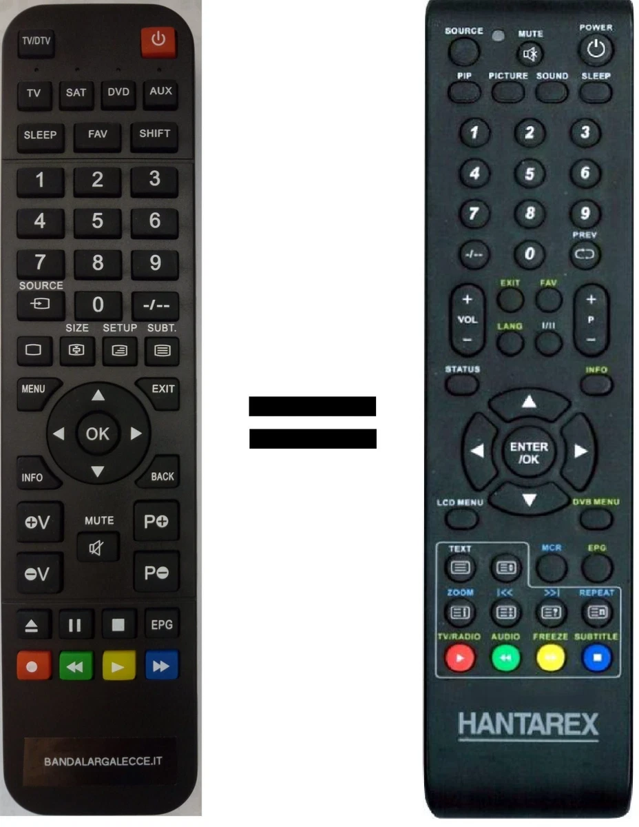 Telecomando Sostitutivo Per HANTAREX LCD32BL3G – Pronto All'uso, Niente Programmi!
