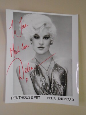 Signed Black and White Photo Delia Sheppard Penthouse Pet 1980s