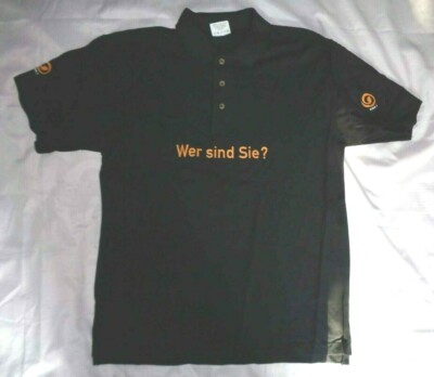Rarität Kabel 1 Was bin ich? Polo-Shirt schwarz M NEU 1999 Baumwolle Kurzarm Run