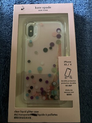 Kate Spade New York iPhone XS/X Durable Protection Clear Liquid Glitter Case