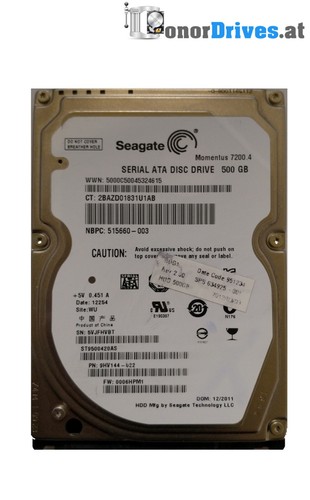 Seagate ST9500420AS - 500 GB - SATA - 9HV144-022 - PCB 100565308 Rev. A*