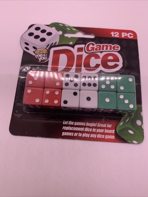 12 Piece Game Dice 4 Red 4 White 4 Geeen Dice 