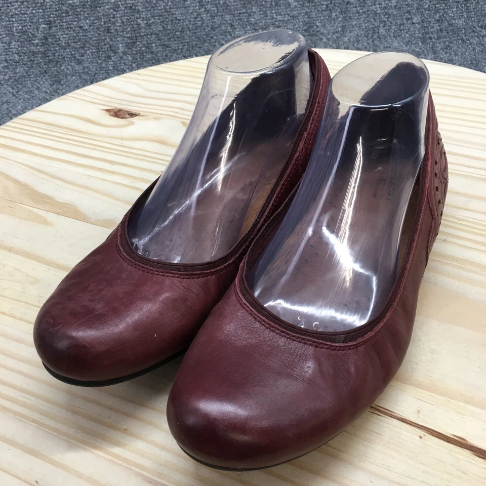 Zapatos planos informales sin cordones Rockport para mujer 9,5 Sharleen CG8230 cuero borgoña Foto 3 de 4
