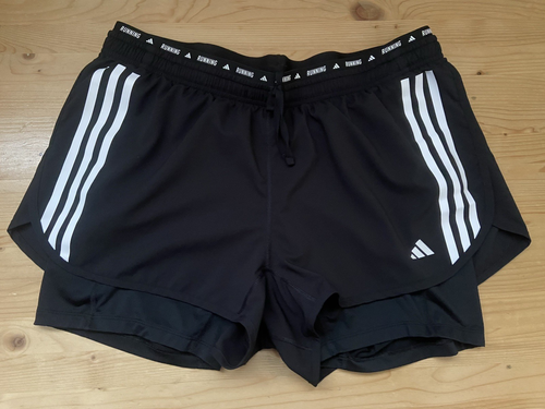 Womens 1X Adidas Aeroready Running (2 In 1) Black White Shorts Used Once !!